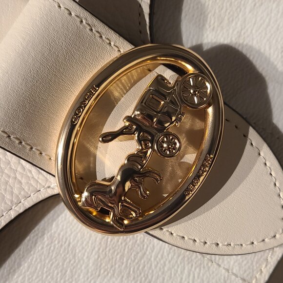 NWT COACH GEORGIE leather SHOULDER & CROSSBODY BAG Chalk Signature Canva… - Picture 8 of 9